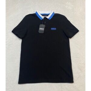 Barbour International Mens Ampere Polo Shirt Black Blue Tipped MML1005BK11 M